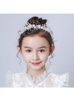 Ant Flower Girl Headpiece Pearl Headband, Princess Rhinestone Crystal Beads Headband Hair Band Accessory  - Image 1