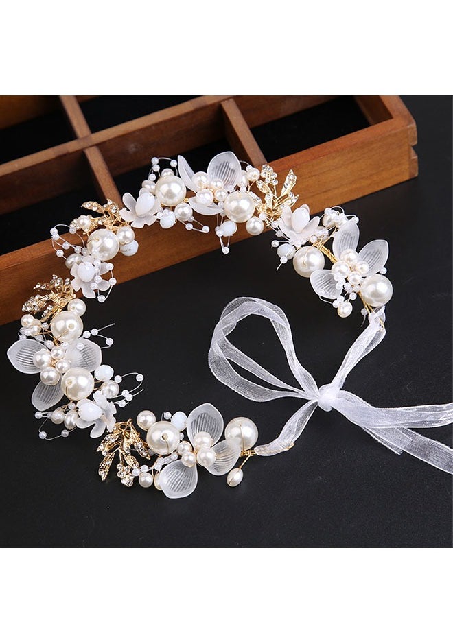 Ant - Flower Girl Headpiece Pearl Headband, Princess Rhinestone Crystal Beads Headband Hair Band Accessory - Image 1