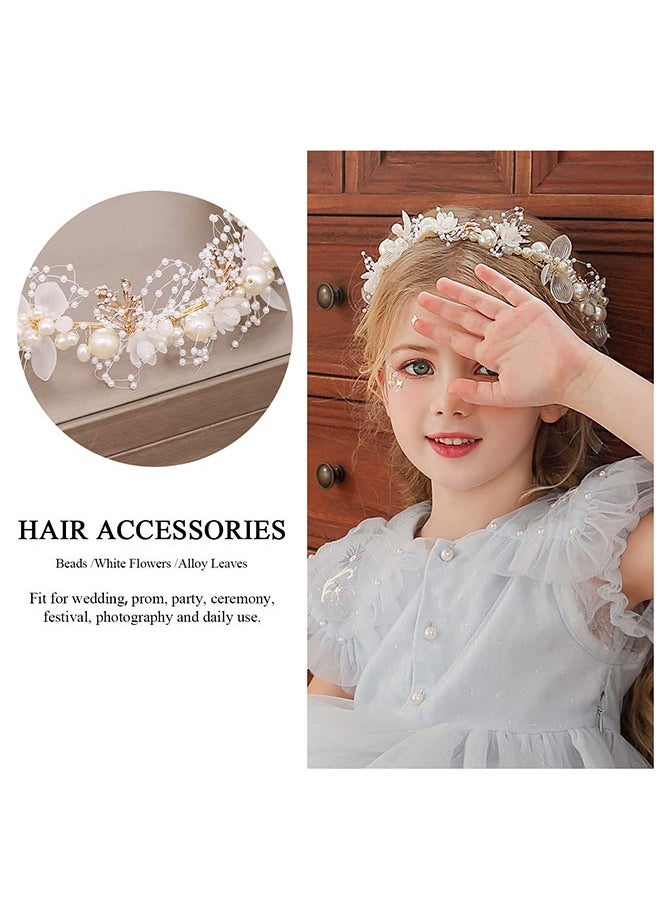 Ant - Flower Girl Headpiece Pearl Headband, Princess Rhinestone Crystal Beads Headband Hair Band Accessory - Image 1