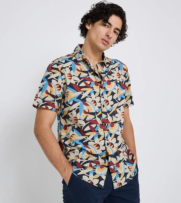 بين شيرمان Ben Sherman Men's Short Sleeve Floral Shirts
