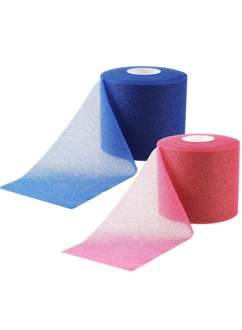 Suntown 2 PCS Foam Underwrap Athletic Foam Tape Sports Pre Wrap Athletic Tape Sports Tape for Ankles Wrists Hands Knees and Hair, 2.75 x 30 Yards(Blue, Pink) - Image 1