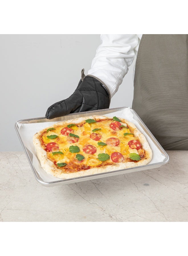 Restaurantware 13.7 x 8 Inch Heavy-Duty Oven Mitt, 1 Flame Retardant Heat-Resistant Kitchen Glove - With Thumb Guard, Hanging Loop, Black Cotton Quilted Glove, Heat-Resistant, For Cooking And Baking - Image 5