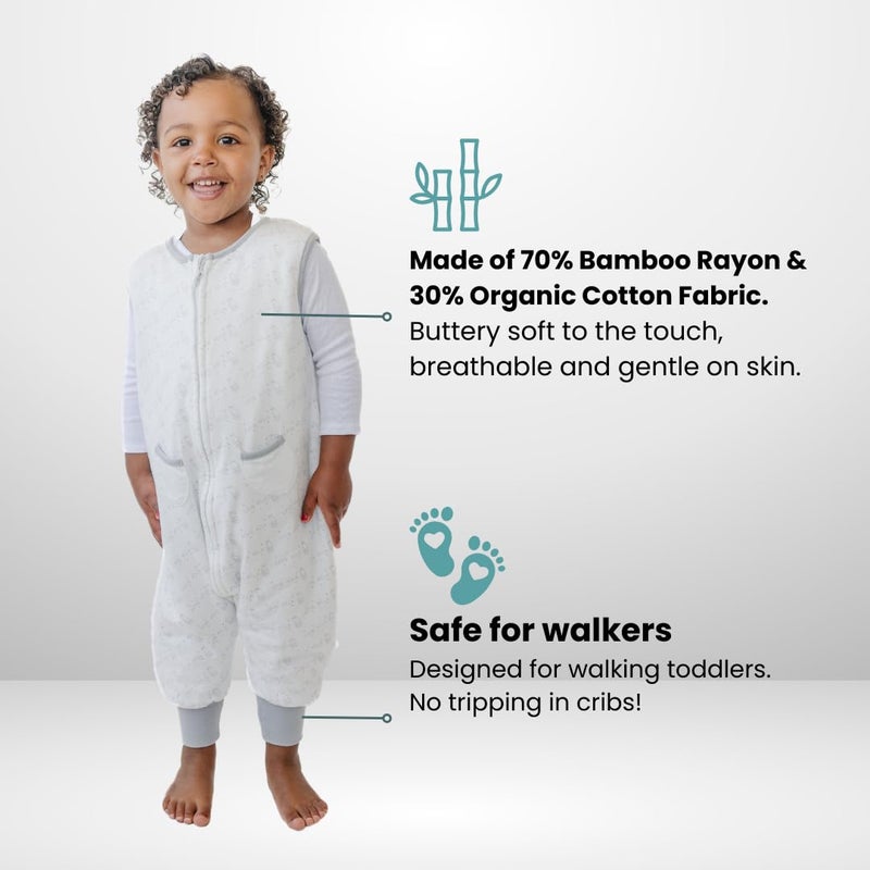 Tealbee Dreamsuit Toddler Sleep Sack with Feet â€“ Walker Sleep Bag with Legs, Rayon made from Bamboo, All Season 1.2 TOG, 2-Way Zipper, 2T-3T - Love Milk - Image 2