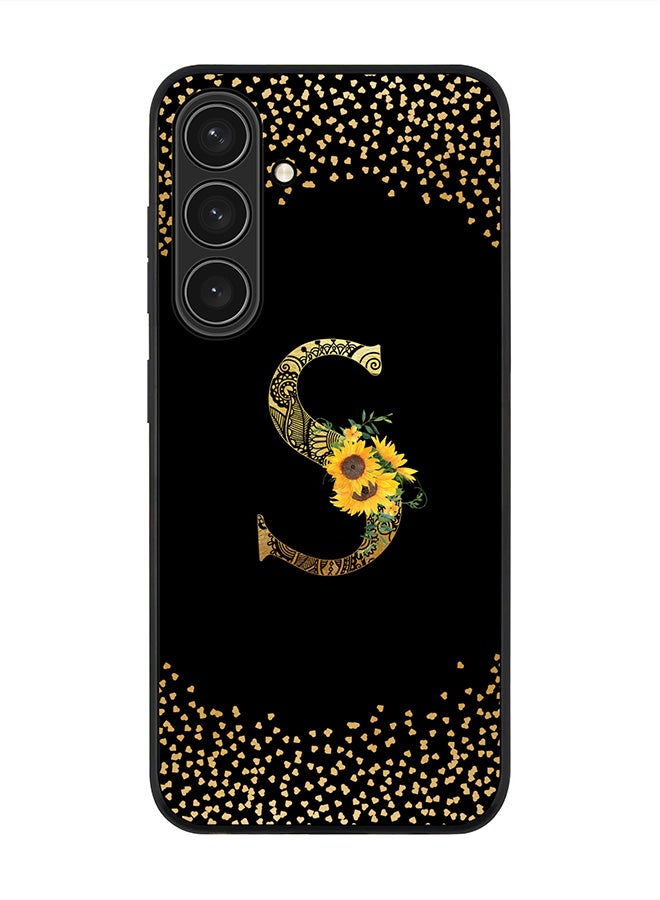 Stylizedd For Samsung Galaxy S25+ / S25 Plus 5G Case,Slim fit Camera Protection, Shockproof Thin Phone cover  - Custom Floral Monogram - S ( Black ) - Image 1
