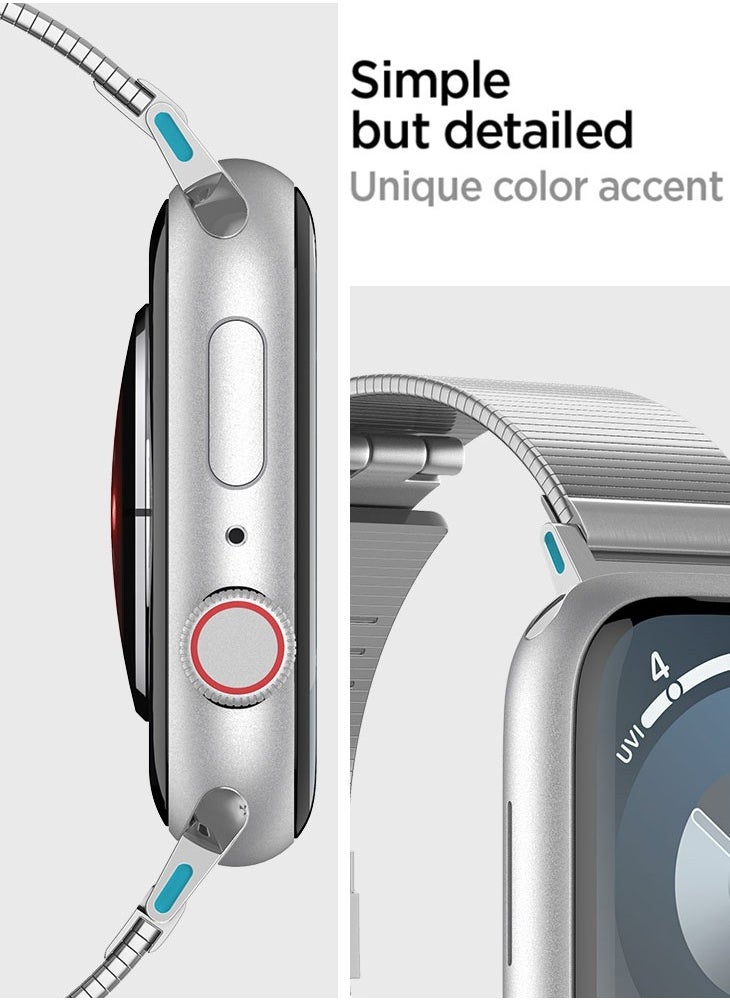 Spigen - Sleek Link Apple Watch Band for Apple Watch Ultra 2/1 49mm, Series 10 46mm, 9/8/7 45mm, SE2/SE/6/5/4 44mm, 3/2/1 42mm Adjustable Stainless Steel Band Strap - Silver - Image 1