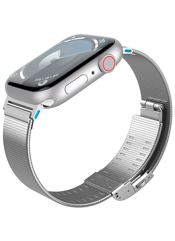 Spigen - Sleek Link Apple Watch Band for Apple Watch Ultra 2/1 49mm, Series 10 46mm, 9/8/7 45mm, SE2/SE/6/5/4 44mm, 3/2/1 42mm Adjustable Stainless Steel Band Strap - Silver - Image 1