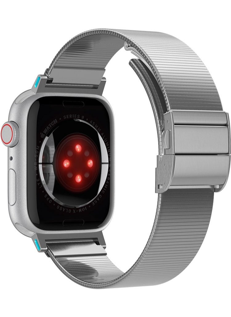 Spigen - Sleek Link Apple Watch Band for Apple Watch Ultra 2/1 49mm, Series 10 46mm, 9/8/7 45mm, SE2/SE/6/5/4 44mm, 3/2/1 42mm Adjustable Stainless Steel Band Strap - Silver - Image 1