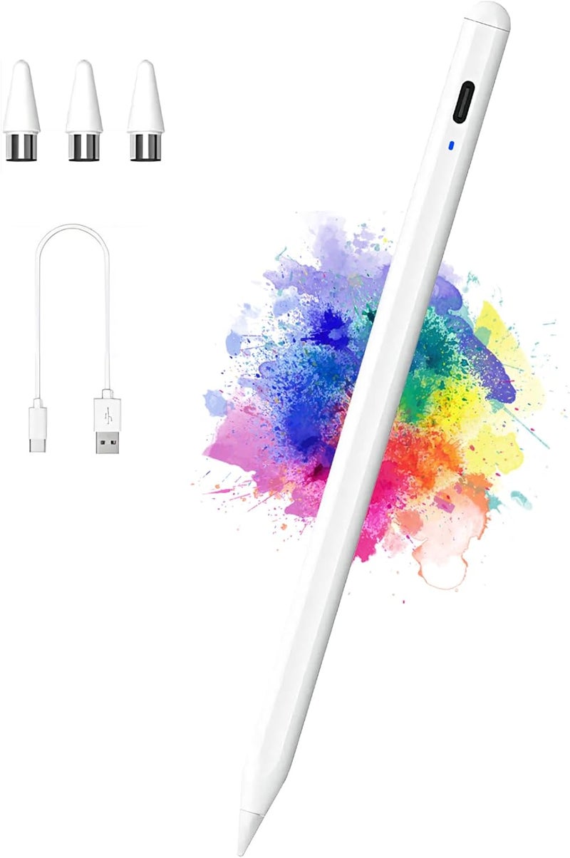 Luntak Active Stylus Pens for Touch Screens with Magnetic Design, Luntak Rechargeable Universal iPad Pencil, Fine Point Stylus Pen for iPad Pro/Air/Mini/iPhone/iOS/Android/Tablets Writing & Drawing-White - Image 1