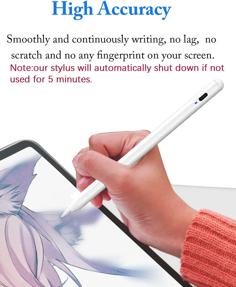 Luntak Active Stylus Pens for Touch Screens with Magnetic Design, Luntak Rechargeable Universal iPad Pencil, Fine Point Stylus Pen for iPad Pro/Air/Mini/iPhone/iOS/Android/Tablets Writing & Drawing-White - Image 5