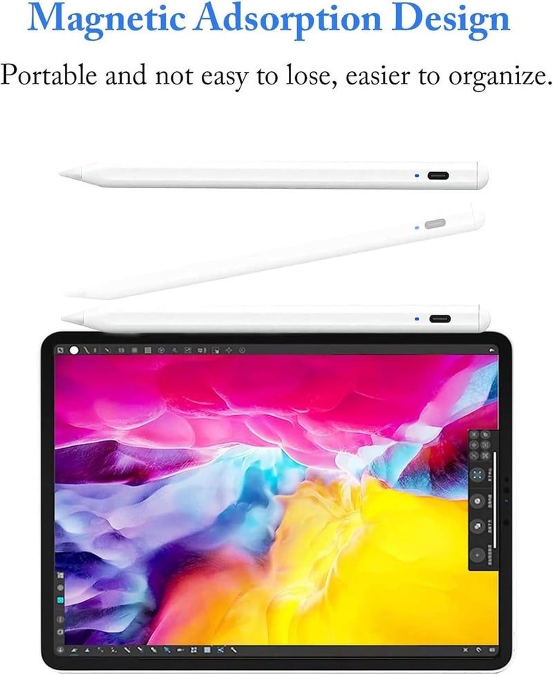 Luntak Active Stylus Pens for Touch Screens with Magnetic Design, Luntak Rechargeable Universal iPad Pencil, Fine Point Stylus Pen for iPad Pro/Air/Mini/iPhone/iOS/Android/Tablets Writing & Drawing-White - Image 4