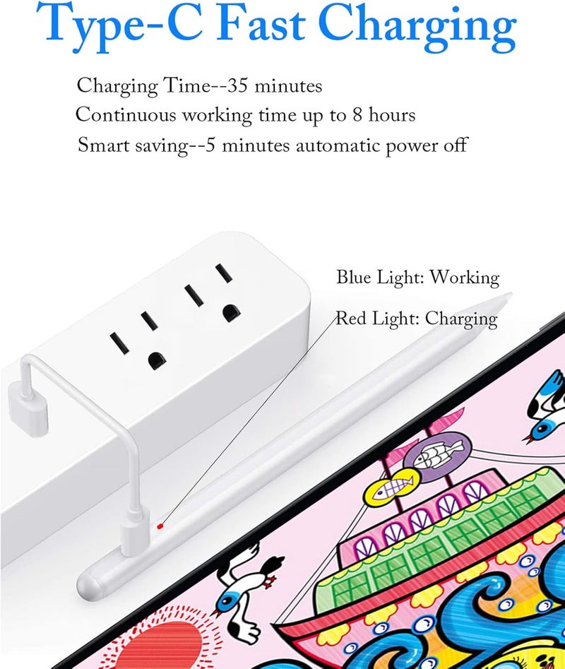 Luntak Active Stylus Pens for Touch Screens with Magnetic Design, Luntak Rechargeable Universal iPad Pencil, Fine Point Stylus Pen for iPad Pro/Air/Mini/iPhone/iOS/Android/Tablets Writing & Drawing-White - Image 3