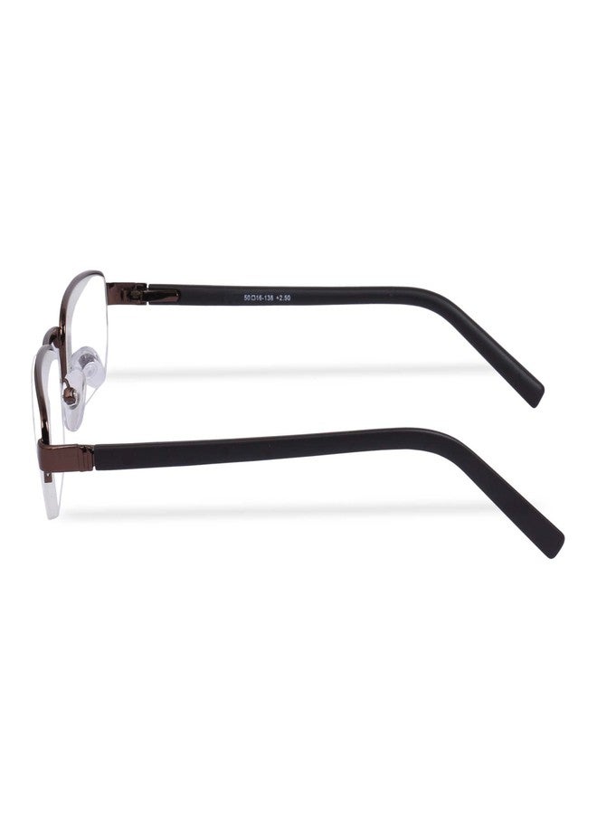 Freddy Half Rim Metal Reading Glasses For Men And Women (Brown, 2.00) - Image 5