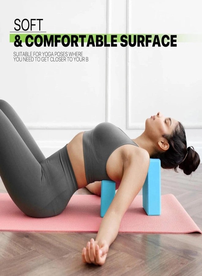 BURAKH 2Pcs Yoga Blocks - Anti-Slip Foam Gym Bricks for Pilates, Stretching & Fitness | Lightweight, Durable & Travel-Friendly Yoga Accessories for Exercise & Practice (Pair of blue, 23 x 15 x 7.5 cm) - Image 2