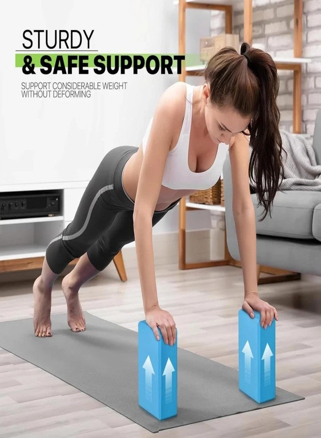 BURAKH 2Pcs Yoga Blocks - Anti-Slip Foam Gym Bricks for Pilates, Stretching & Fitness | Lightweight, Durable & Travel-Friendly Yoga Accessories for Exercise & Practice (Pair of blue, 23 x 15 x 7.5 cm) - Image 4