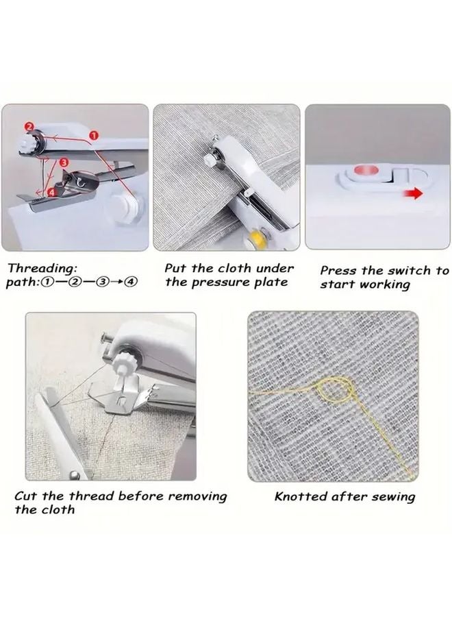 White Portable Mini Electric Handheld Sewing Machine Battery Powered for Mending Travel DIY - Image 4