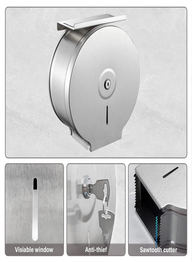 ASIALEO Commercial Jumbo Toilet Paper Dispenser with Shelf,Tissue Holders,9 inch Roll of Paper,Stainless Steel with Lock Wall Mounted. - Image 3