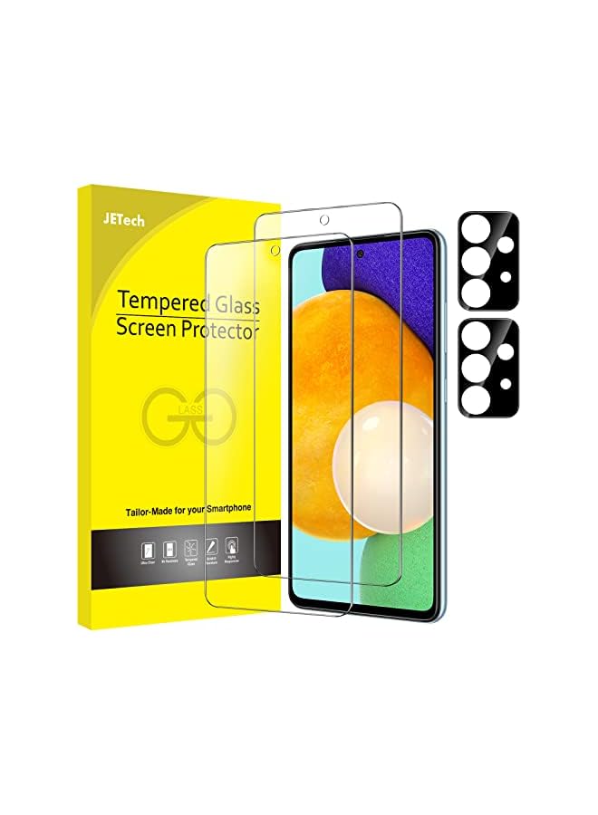 JETech Screen Protector for Samsung Galaxy A52 / A52 5G / A52s 5G with Camera Lens Protector, Tempered Glass Film, HD Clear, 2-Pack Each - Image 1