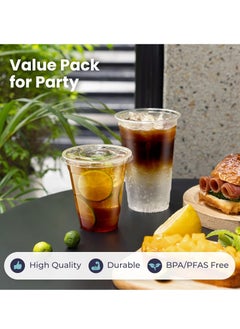 Generic 16 oz BPA Free Clear Plastic Cups 50 Pack with Flat Lids with Vents for Iced Cold Drinks, Coffee, Tea, Smoothies, Disposable Tea Medium  - Image 4