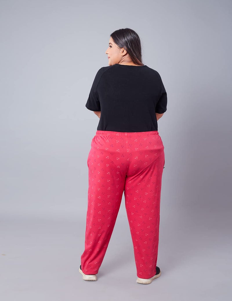 CUPID Women Plus Size Regular Fit Cotton Mid Rise Joggers (7000 Pink Printed Lower 6XL_Pink_6XL) - Image 2