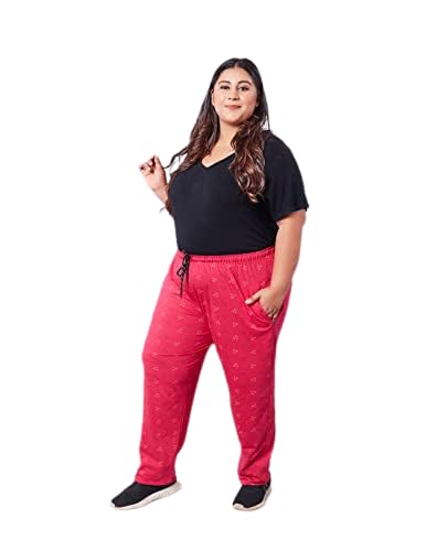 CUPID Women Plus Size Regular Fit Cotton Mid Rise Joggers (7000 Pink Printed Lower 6XL_Pink_6XL) - Image 3