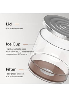 KASTWAVE 2 in 1 Cold Brew Dripper for Coffee, Cold Brew Coffee Maker Jar, 300ml Detachable Glass Cold Brew Maker, with Stainless Steel Filter, Glass Airtight & Leak-Proof Pitcher, for Lemonade, Ice Tea  - Image 4