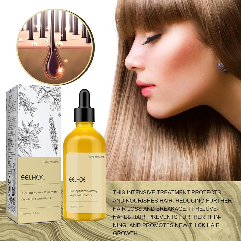 EELHOE 180 ML Eelhoe Hair Growth Oil, Carvenchi Natural Hair Growth Organic Rosemary Oil for Dry Damaged Hair and Growth Thin Hair. - Image 2