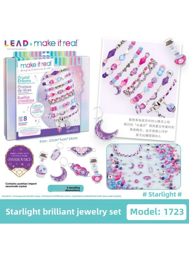 Meiyirui Make It Real Bracelet DIY Hand Beaded Worker Gift Girl Jewelry Swarovski Joint Name-Color:Starlight Jewelry Set - Image 1