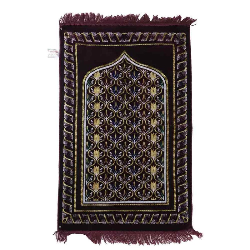 Muslim Prayer Mat Musalla with Flower in A Vase Design- Purple