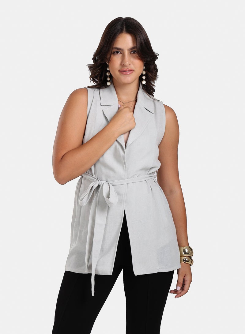 Clue Sleeveless Tencel Vest - Image 1