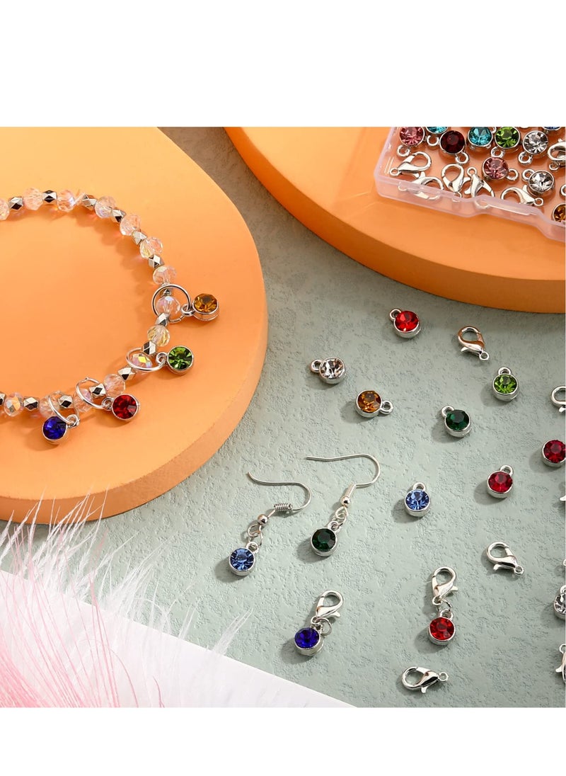 SYOSI - 12 Color Crystal Birthstone Charms DIY Beads Pendant with Rings Mixed Handmade Round Crystal Charm for Jewelry Necklace Bracelet Earring Making Supplies(120 Pieces) - Image 1