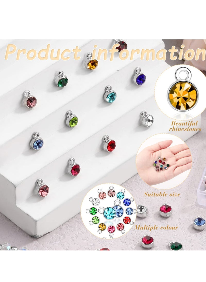 SYOSI - 12 Color Crystal Birthstone Charms DIY Beads Pendant with Rings Mixed Handmade Round Crystal Charm for Jewelry Necklace Bracelet Earring Making Supplies(120 Pieces) - Image 1