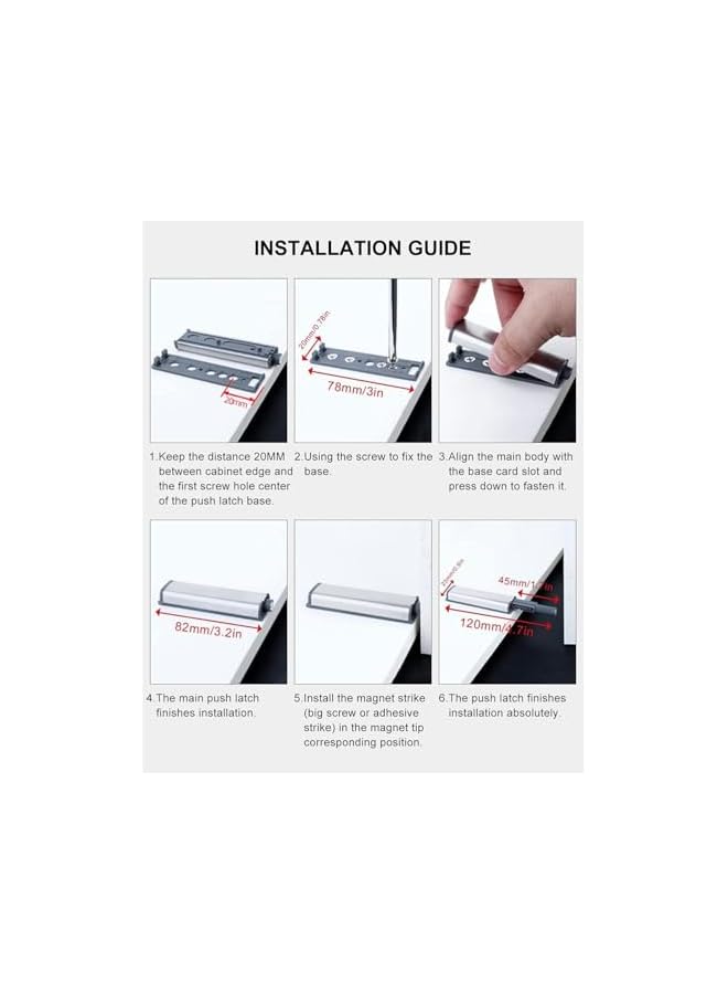 S-TOP 6PCS,Magnetic Push Latches for Cabinets Push to Open Cabinet Hardware Push Touch Latch Kitchen Door Push Release Latch for Drawer Closure Push Catch Press Out Latch - Image 4
