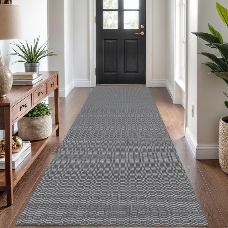 KOZYFLY Washable Runner Rug 3x8 ft Hallway Kitchen Runner Rugs with Rubber Backing Bobo Non Slip Entryway Runner Indoor Carpet Runners for Hall Entryway Bedroom GreyCharcoal Grey