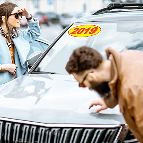 Versa-Tags Versa Tags 2019 Oval Model Year Car Dealer Window Stickers Proudly Made in The USA Versa Oval Model Windshield Year Stickers are Red and Yellow in Color Come Twelve (12) to A Pack - Image 5