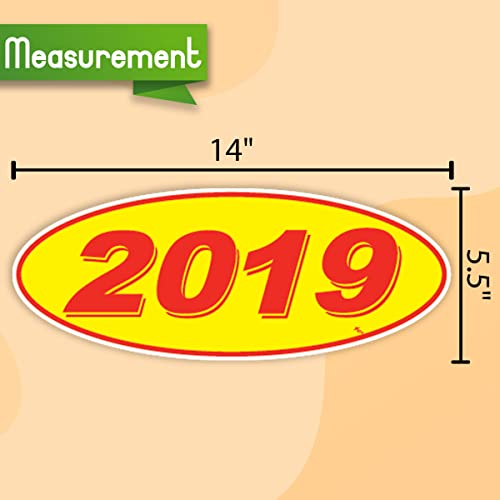 Versa-Tags Versa Tags 2019 Oval Model Year Car Dealer Window Stickers Proudly Made in The USA Versa Oval Model Windshield Year Stickers are Red and Yellow in Color Come Twelve (12) to A Pack - Image 3