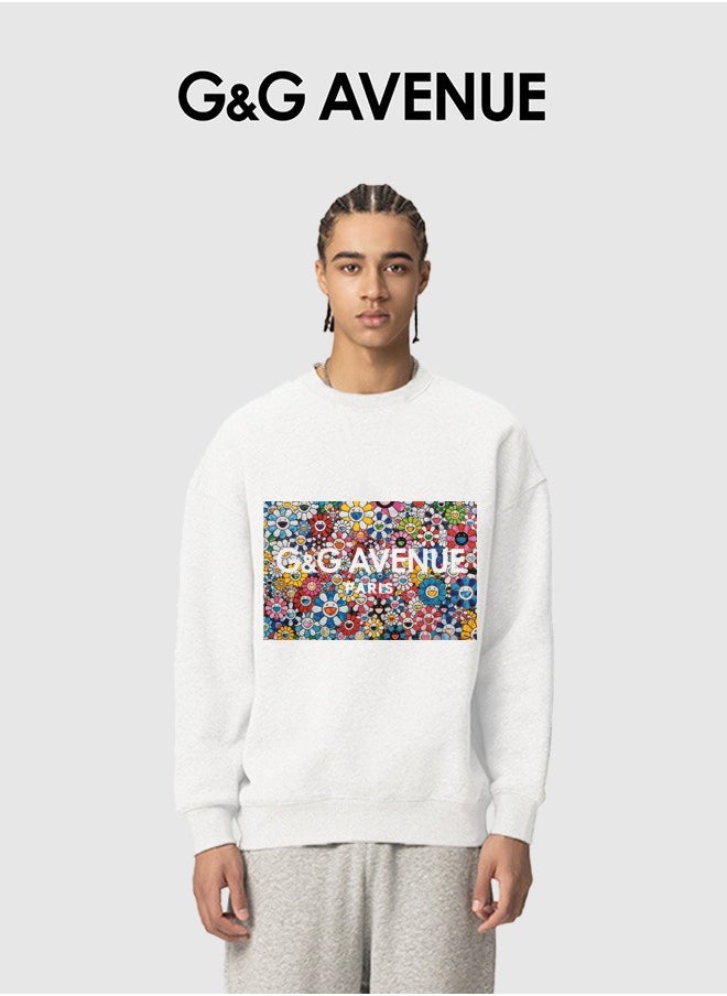 G&G AVENUE - Spring and autumn unisex pure cotton round neck Oversized  sweatshirt, casual style soft beach long shirt, solid color long sleeves, hippie casual beach long sleeves - Image 1