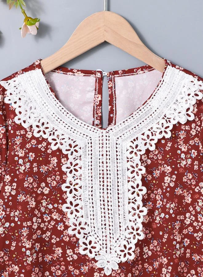 Take Two Take Two Teen All Over Print Lace Patchwork Dress