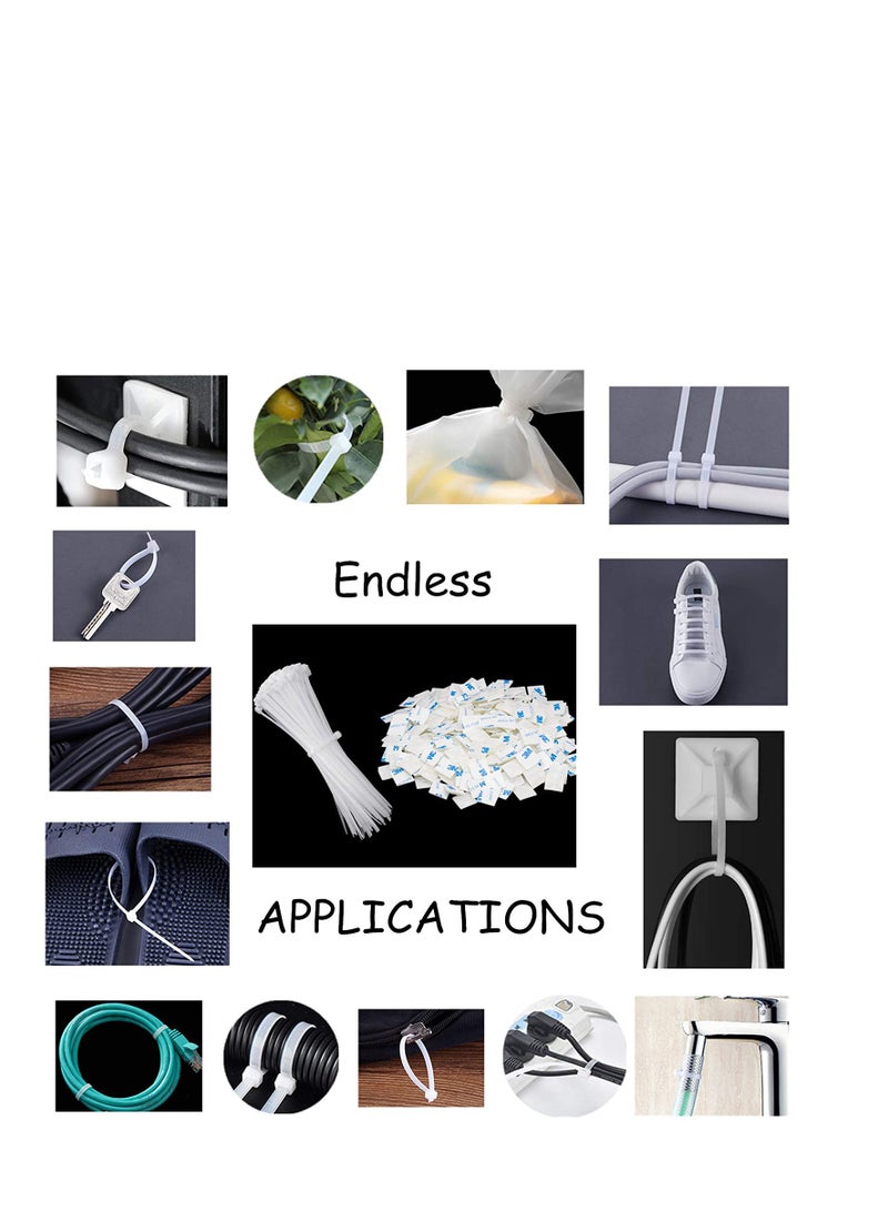 SYOSI Cable Tie Mount,Strong Tie Adhesive Mount,with Mounts Screw Hole Anchor Wire Tie Base,for Adhesive Wire Cable Clips Management Anchors Organizer Holders-600 PCS (white） - Image 5