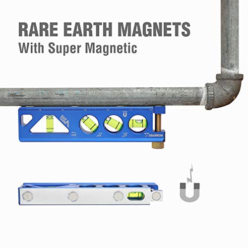 WORKPRO Torpedo Level, Magnetic, Verti. Site 4 Vial for Conduit Bending, Aluminum Alloy Construction, 6-1/2 inch - Image 3