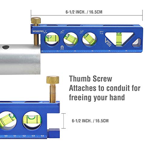WORKPRO Torpedo Level, Magnetic, Verti. Site 4 Vial for Conduit Bending, Aluminum Alloy Construction, 6-1/2 inch - Image 2