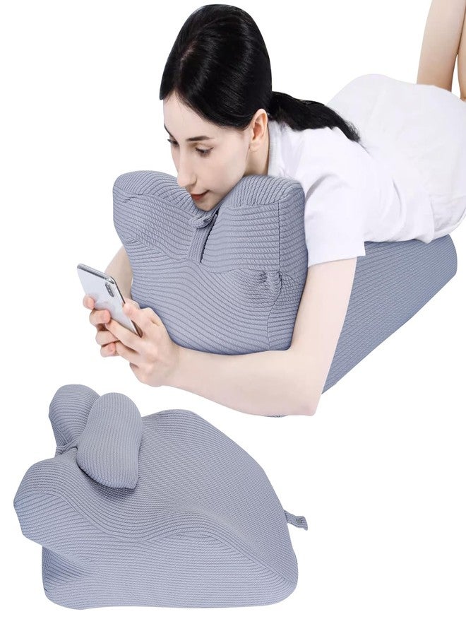 Ejoyous وسادة إيجويوس للوجه للنوم، وسادة مائلة للقراءة، وسادة رغوة الذاكرة للنائم على البطن - Image 1