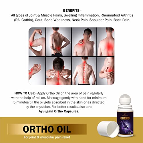 Ayuugain Ortho Pain Relief Oil Roll On 50ml | Ayurvedic Herbal Massage Oil for Back Knee Neck Shoulder Joint & Muscle Comfort | Fast Absorbing Long Lasting Relief Oil for Men & Women - Image 3