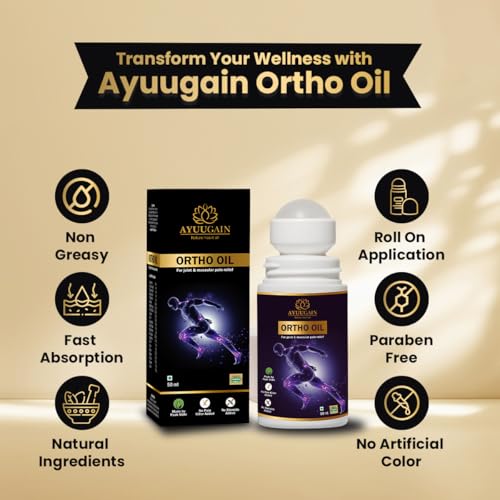Ayuugain Ortho Pain Relief Oil Roll On 50ml | Ayurvedic Herbal Massage Oil for Back Knee Neck Shoulder Joint & Muscle Comfort | Fast Absorbing Long Lasting Relief Oil for Men & Women - Image 5