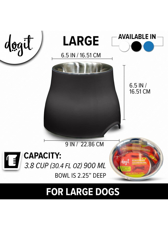 Dogit Elevated Dog Bowl, Stainless Steel Dog Food and Water Bowl for Large Dogs, Black, 73752 - Image 4