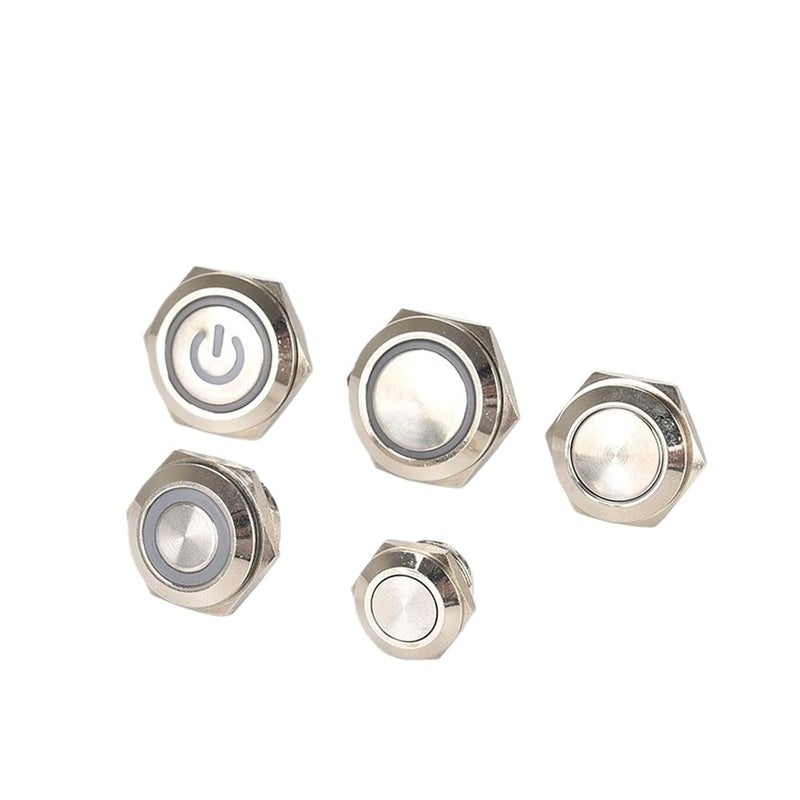 مفتاح زر معدني فوري إعادة الضبط 19 مم ضوء LED دائري أصفر 5 فولت 6 فولت 12 فولت 24 فولت مقاوم للماء - Image 5