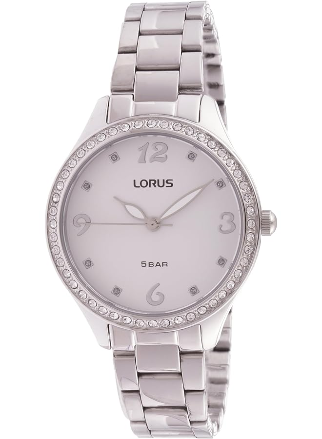 لوراس ساعة كوارتز تناظرية من الفولاذ المقاوم للصدأ بمينا أبيض من أشعة الشمس للنساء RG237TX9 - Image 1