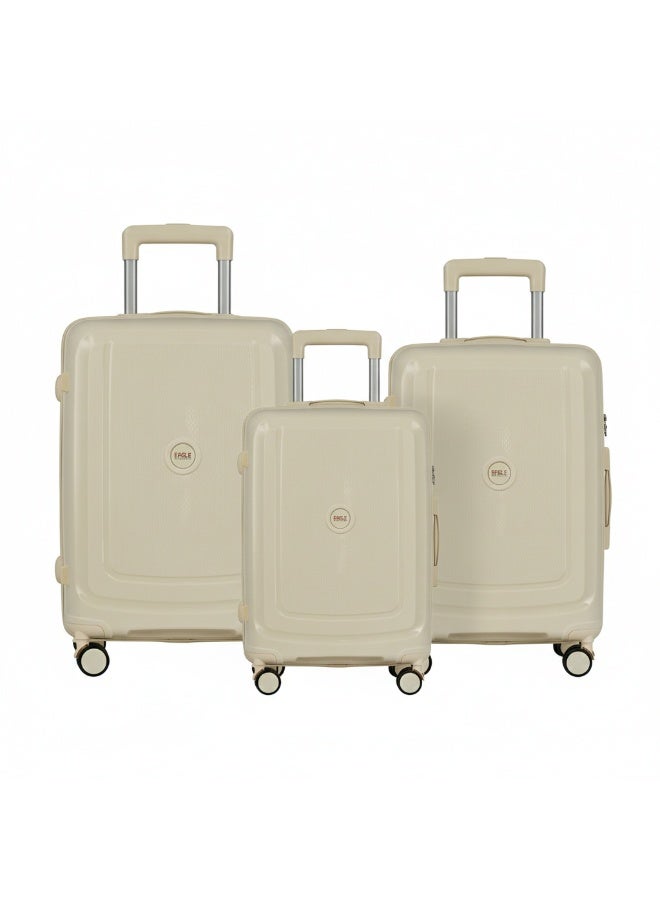 Eagle Express Clifton PP Hard Trolley Luggage Set - 3 Pieces (20/24/28 Inch) - Snow White - Durable Polypropylene - 1-Year Warranty - Image 1