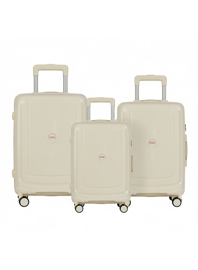 Eagle Express Clifton 3 Piece Luggage Set 20/24/28 Inch Snow White, PP Hard Shell Trolley Suitcase Set with Lightweight Travel Design, Cabin & Check-In Luggage, 360 Spinner Wheels, Secure Lock System and 2 Year Warranty - Image 1