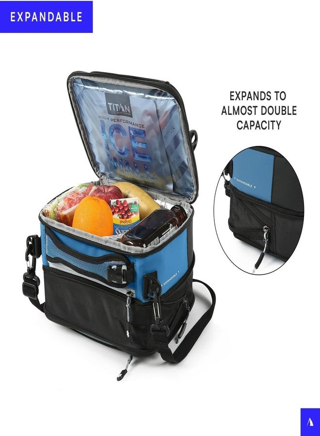 Arctic Zone Titan Fridge Cold Crush Resistant Expandable Lunch Bag - With Reusable Gel Ice Packs Plus Food Container Set - Gray and Blue - Image 4