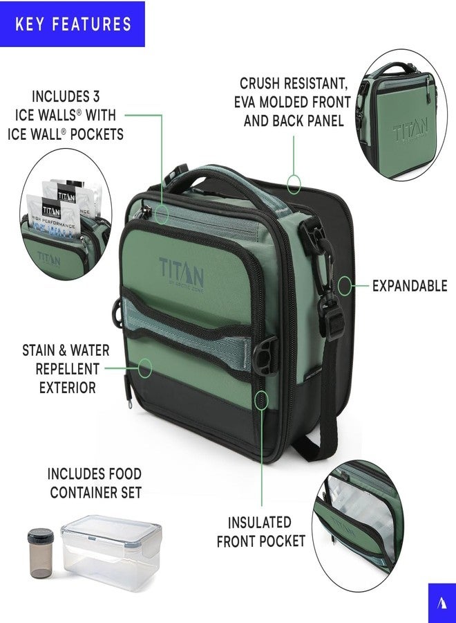 Arctic Zone Titan Fridge Cold Crush Resistant Expandable Lunch Bag - With Reusable Gel Ice Packs Plus Food Container Set - Gray and Blue - Image 5